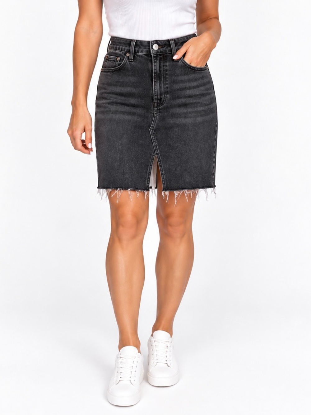 Joe’s jeans Nerine Denim Skirt 26 Black High Rise Raw Hem Cotton